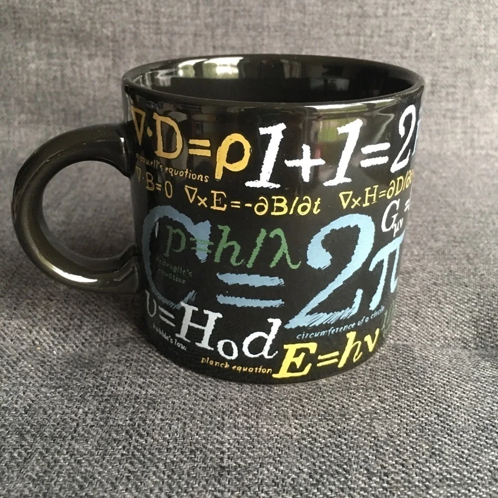 Math Formulas Coffee Mug, Black, Colorful, 12 oz